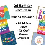Birthday Cards Multipack 6 Pack of Birthday Cards For Him Her
