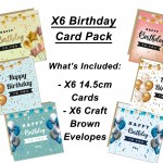 Birthday Cards Multipack of 6 Birthday Card Bundle