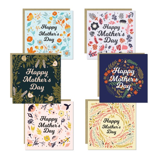 Happy Mothers Day Card Multipack of 6 Mothers Day Assortment Mum
