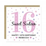 Personalised 16th Birthday Card Girl Daughter Sweet 16 Sixteenth