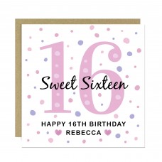 Personalised 16th Birthday Card Girl Daughter Sweet 16 Sixteenth