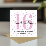 Personalised 16th Birthday Card Girl Daughter Sweet 16 Sixteenth