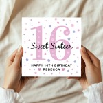 Personalised 16th Birthday Card Girl Daughter Sweet 16 Sixteenth
