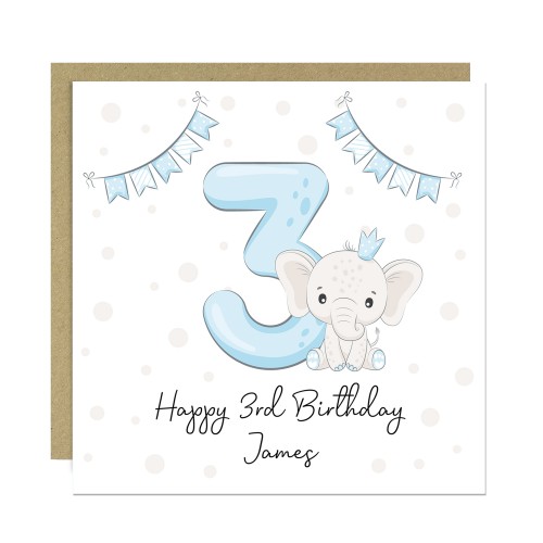 Personalised 3rd Birthday Card For Boy Son 3rd Birthday Card