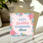 Happy Birthday To A Wonderful Mum Card For Mum Birthday Card