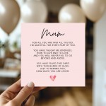 Mum Birthday Card Birthday Card For Mum Poem Birthday Card