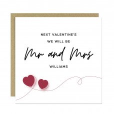 Valentines Card For Husband Wife To Be Personalised Mr & Mrs