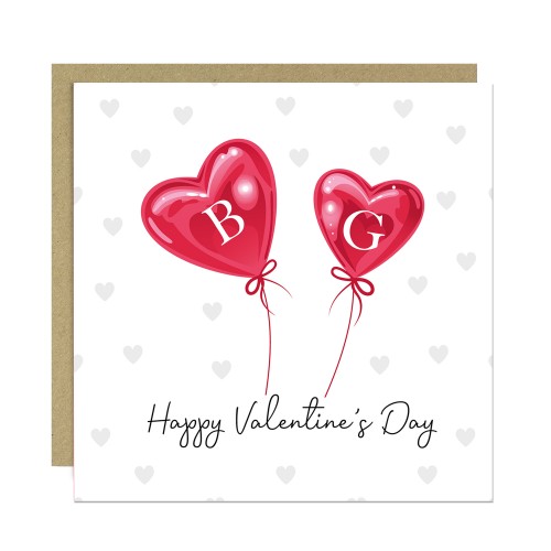 Personalised Valentines Card For Him Card For Her Initial Card