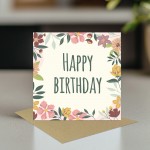 Birthday Card For Her Happy Birthday Floral Greetings Card Women
