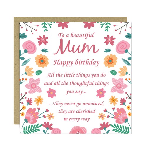 Happy Birthday Card Poem Card For Mum Mother To A Beautiful Mum