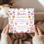 Happy Birthday Card Poem Card For Mum Mother To A Beautiful Mum