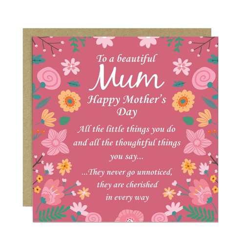 Mothers Day Card Poem Card For Mum Mother To A Beautiful Mum