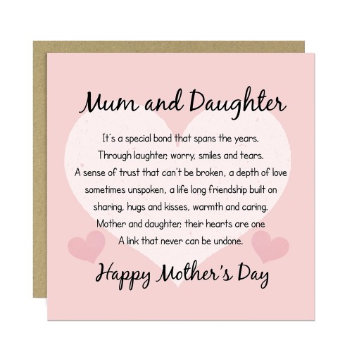 Happy Mothers Day Card Mum And Daughter Card For Mum