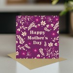 Floral Mother's Day Card with Kraft Envelope Elegant Floral