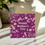 Floral Mother's Day Card with Kraft Envelope Elegant Floral