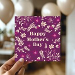 Floral Mother's Day Card with Kraft Envelope Elegant Floral