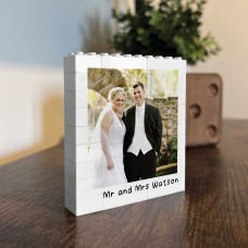 Personalised Mr & Mrs Wedding Gift Photo Surname Building Block