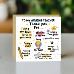 Thank You Card For Teacher Card For Him Her Appreciation Card