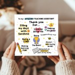 Thank You Card For Teaching Assistant Card For Him Her