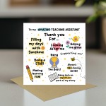 Thank You Card For Teaching Assistant Card For Him Her