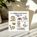 Thank You Card For Teaching Assistant Card For Him Her