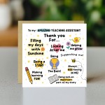 Thank You Card For Teaching Assistant Card For Him Her