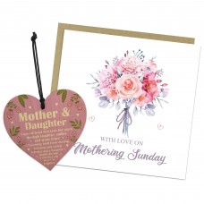 Mothers Day Card Wood Heart Bundle Mothering Sunday Card