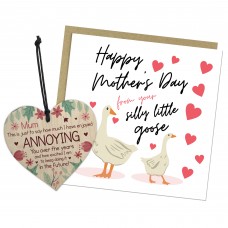 Funny Mothers Day Card and Wood Heart Novelty Mum Card