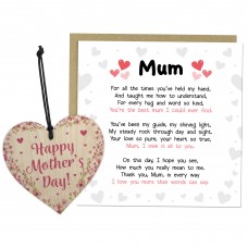 Happy Mother's Day Card For Mum Mothers Day Card Wooden Heart