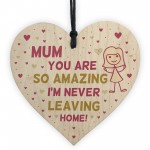 Funny Mum Card and Wood Heart Novelty Mum Gift From Daughter Son