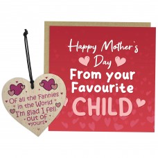 Mothers Day Card For Mum, Funny Mum Card and Wood Heart