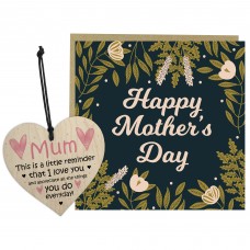 Happy Mothers Day Card and Wooden Heart For Mum Mothers Day Card