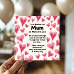 Mothers Day Card From Daughter Mum Card With Envelope Mum Cards