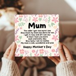 Happy Mothers Day Card, Floral Design, Poem Card For Mum