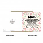 Happy Mothers Day Card, Floral Design, Poem Card For Mum