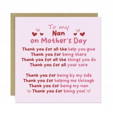 Thank You Card For Nan For Mothers Day, Thank You For Being You
