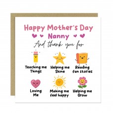 Happy Mothers Day Nanny Card, Thank You Card For Nanny, Thankyou