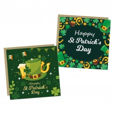 Pack of 2 St Patricks Day Greeting Cards and Craft Envelopes