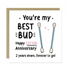 Funny 2nd Anniversary Card For Husband Bud Cotton Anniversary
