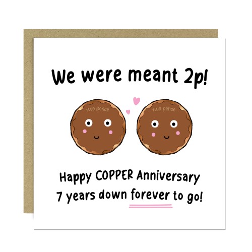 Funny 7th Anniversary Card For Husband Wife Copper Anniversary