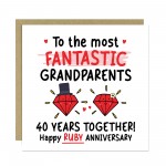 Ruby Anniversary Card for Grandparents 40th Wedding Anniversary