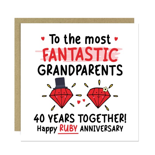 Ruby Anniversary Card for Grandparents 40th Wedding Anniversary