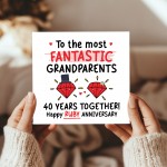 Ruby Anniversary Card for Grandparents 40th Wedding Anniversary