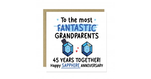 Sapphire Anniversary Card for Grandparents 45th Anniversary Card