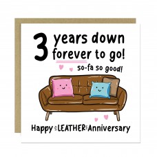 Funny 3rd Anniversary Card For Husband Wife Leather Anniversary