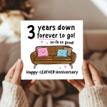 Funny 3rd Anniversary Card For Husband Wife Leather Anniversary