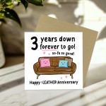 Funny 3rd Anniversary Card For Husband Wife Leather Anniversary