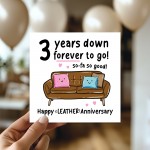 Funny 3rd Anniversary Card For Husband Wife Leather Anniversary