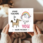 Funny Card For Teacher Thank You Card Leaving School Unicorn