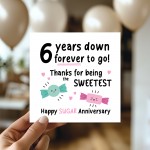 Funny Sugar Anniversary Card For Husband Wife 6th Anniversary
